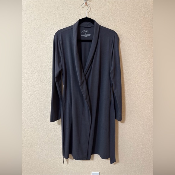 Soma Restore Womens Aloe Knit Robe Gray Stretch Long Sleeve Tie Belt Sz M comfy - Picture 1 of 11